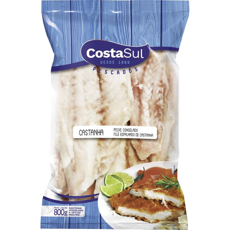 Peixe Filé de Castanha Espalmada Costa Sul Congelado 800g