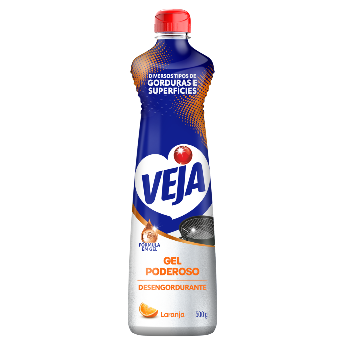 Limpador Desengordurante Laranja Veja Gel Poderoso Squeeze 500ml