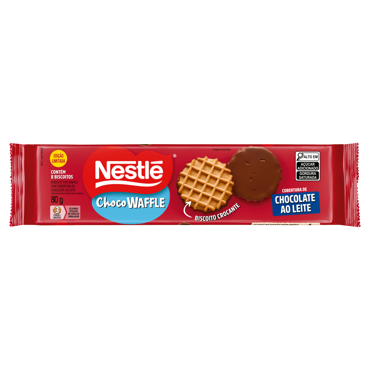 Biscoito Waffle Cobertura Chocolate ao Leite Choco Pacote Nestlé 80g