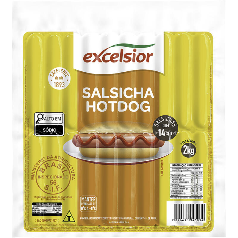 Salsicha Hot Dog Excelsior Resfriada 2kg