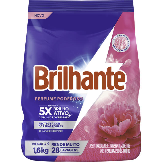 Lava Roupas em Pó Brilhante Perfume Poderoso 1,6kg