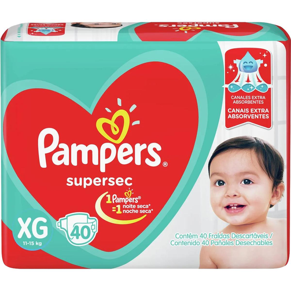 Fralda Pampers Supersec Hiper Tam. XG - Com 40 Fraldas