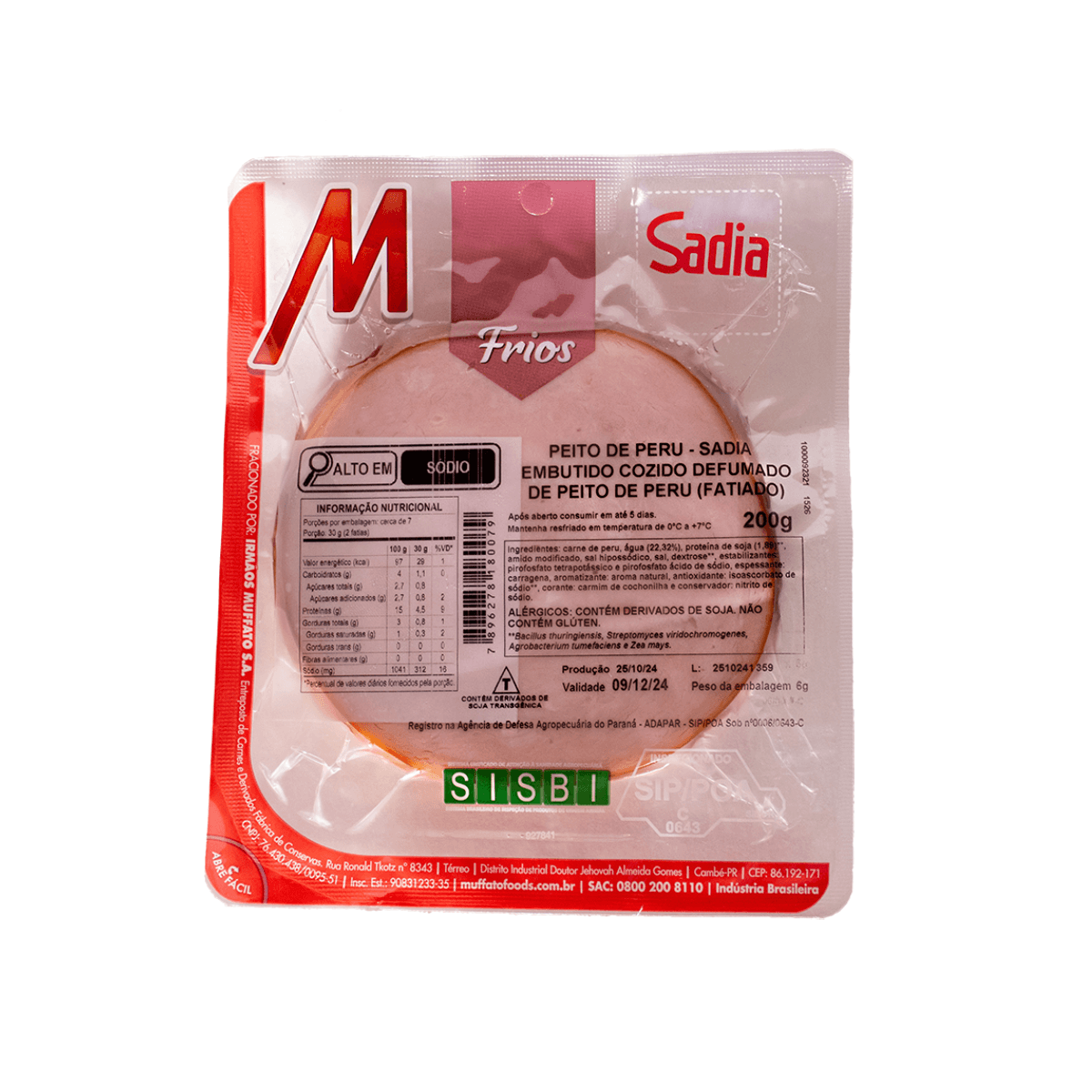 Peito Sadia Peru Light Defumado Muffato Foods Fatiado 200g