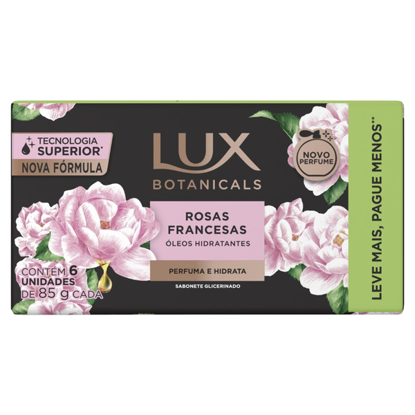 Pack Sabonete Barra de Glicerina Rosas Francesas Lux Botanicals Envoltório 6 Unidades 85g Cada Leve Mais Pague Menos