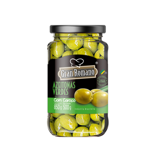 Azeitona Verde Gran Romano Vidro 500g