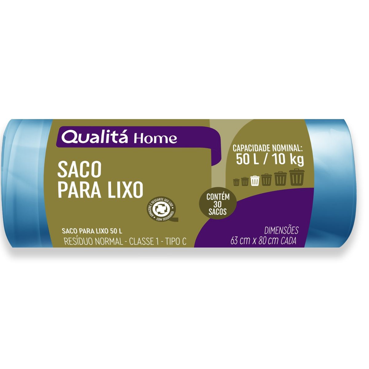 Saco para Lixo 50l Qualitá 30 Unidades