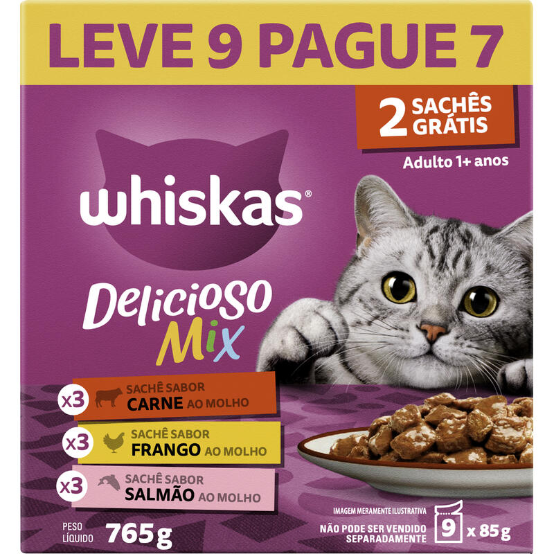 Alimento para Gatos Whiskas Delicioso Mix LV9 PG7 85g