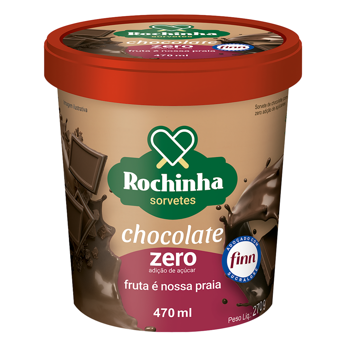 Sorvete Chocolate Rochinha Zero Pote 470ml