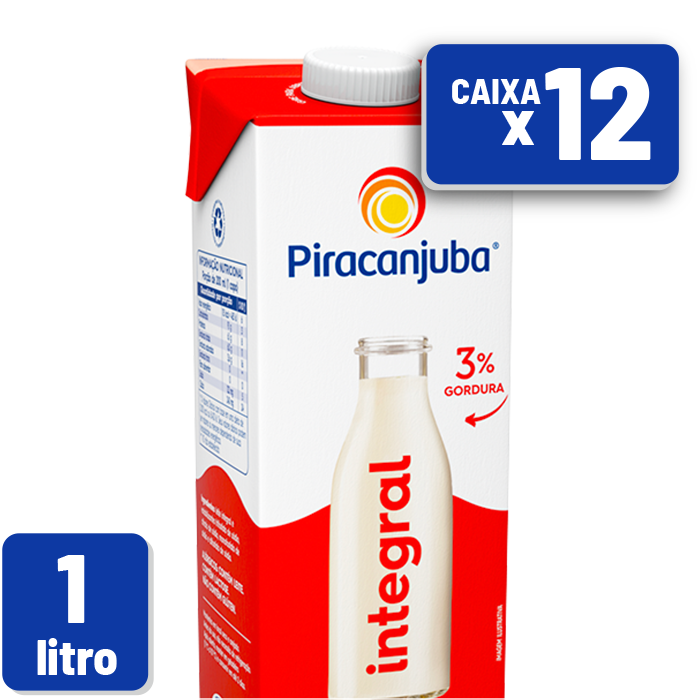 Leite Piracanjuba Integral Tetra Pak 1L Caixa c/ 12 un