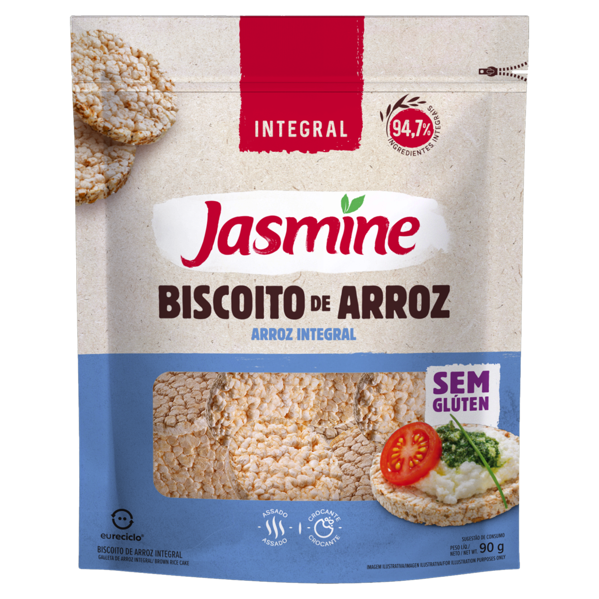Biscoito de Arroz Integral Jasmine Pouch 90g