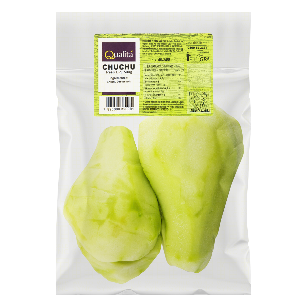 Chuchu Higienizado Qualitá 500g