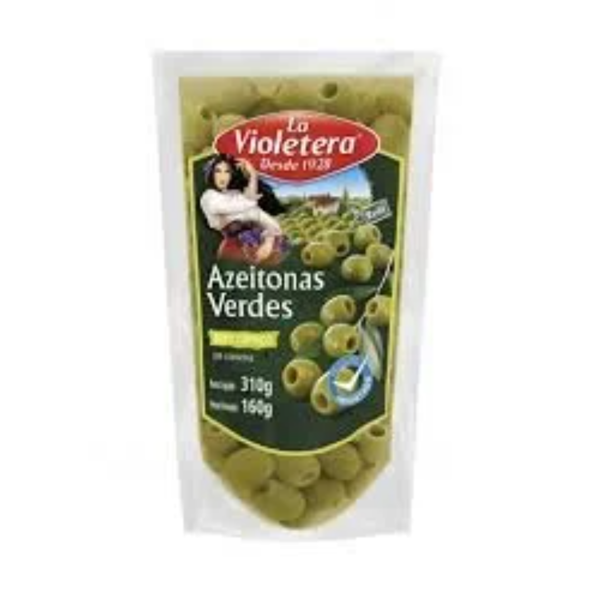 Azeitona Verde sem Caroço La Violetera Peso Liquido 310g Peso Drenado 160g
