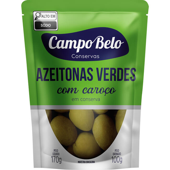Azeitona Verde Campo Belo Com Caroço 100g