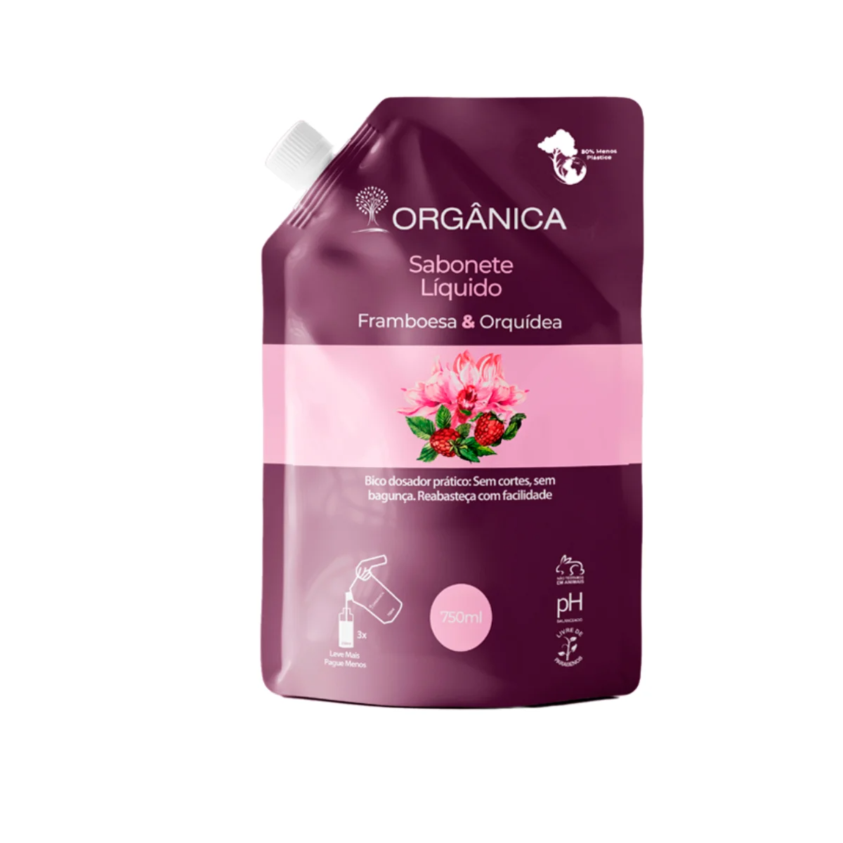 Refil Sabonete Líquido ORGÂNICA Framboesa & Orquídea 750ml
