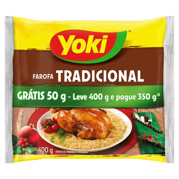 Farofa de Mandioca Tradicional Yoki Pacote Leve 400g Pague 350g