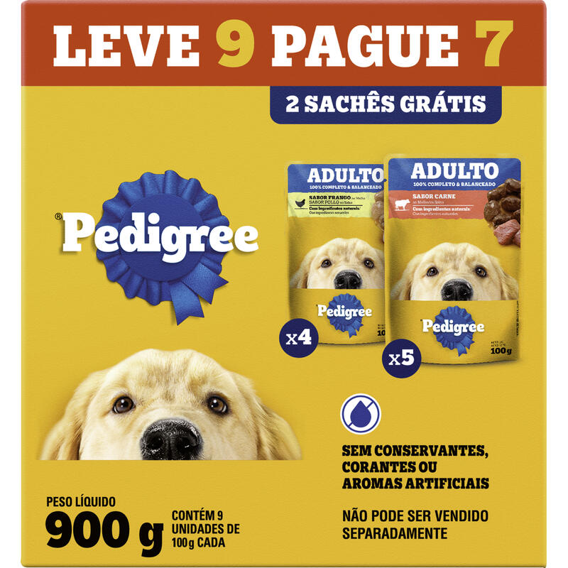 Alimento para Cães Adultos Pedigree Carne e Frango LV9 PG7 100g