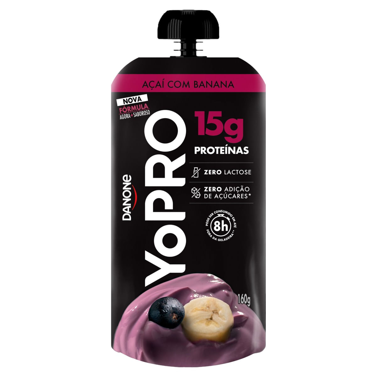 Iogurte DANONE Yopro Açaí com Banana 15g Proteínas sem Lactose e sem Adição de Açucares 160g