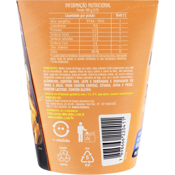 Pasta Box Sodebo 310g - Pipe Rigate - Strogonoff
