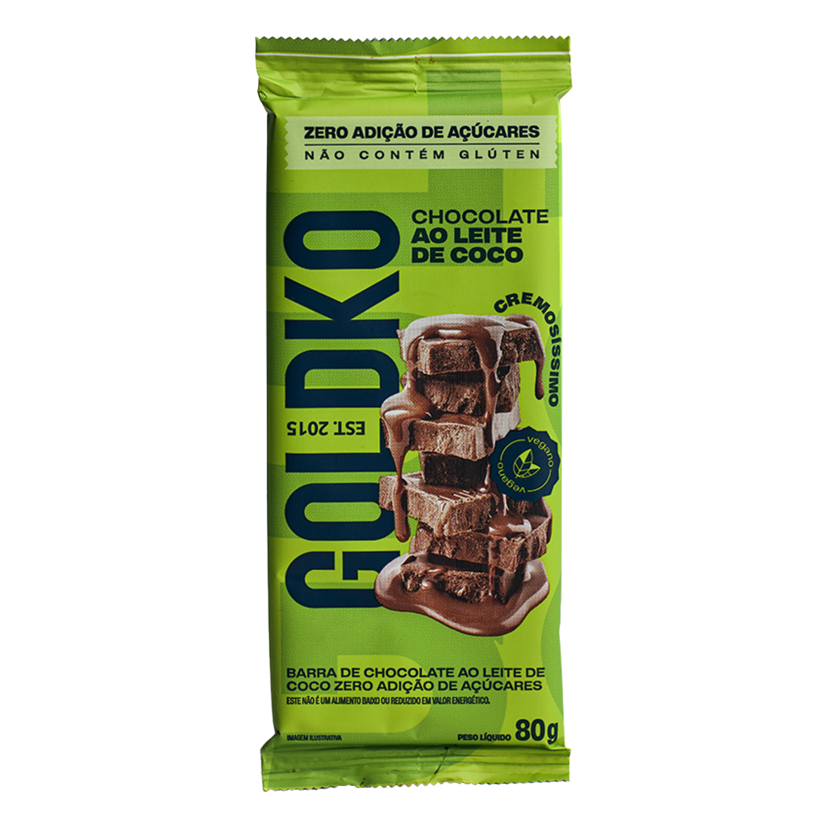 Chocolate Vegano ao Leite de Coco Goldko Pacote 80g