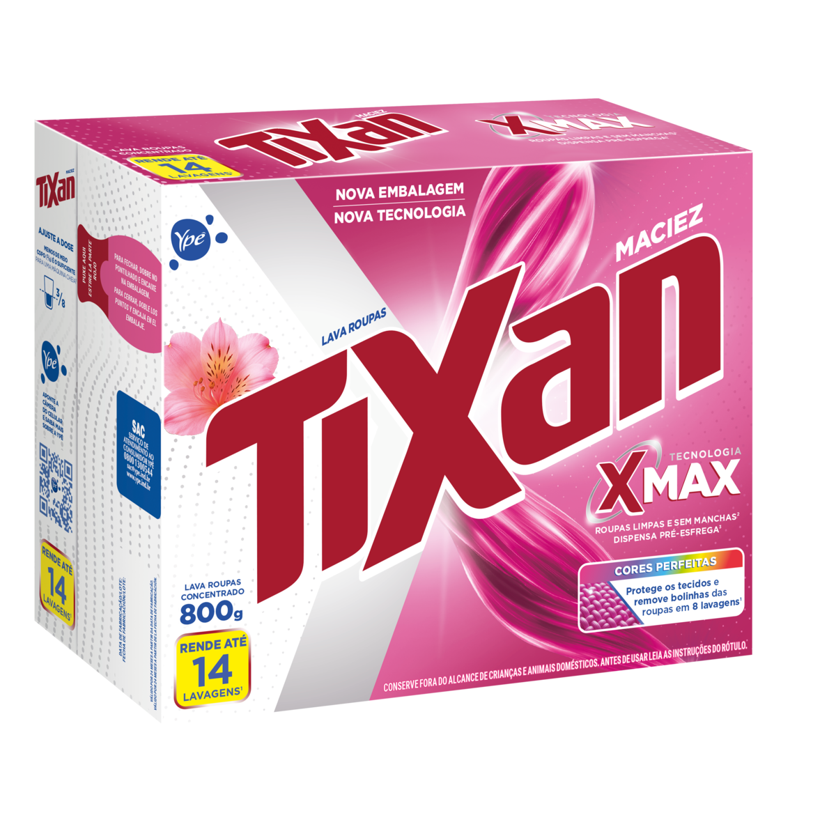 Lava-Roupas Pó Concentrado Maciez Tixan Ypê Caixa 800g
