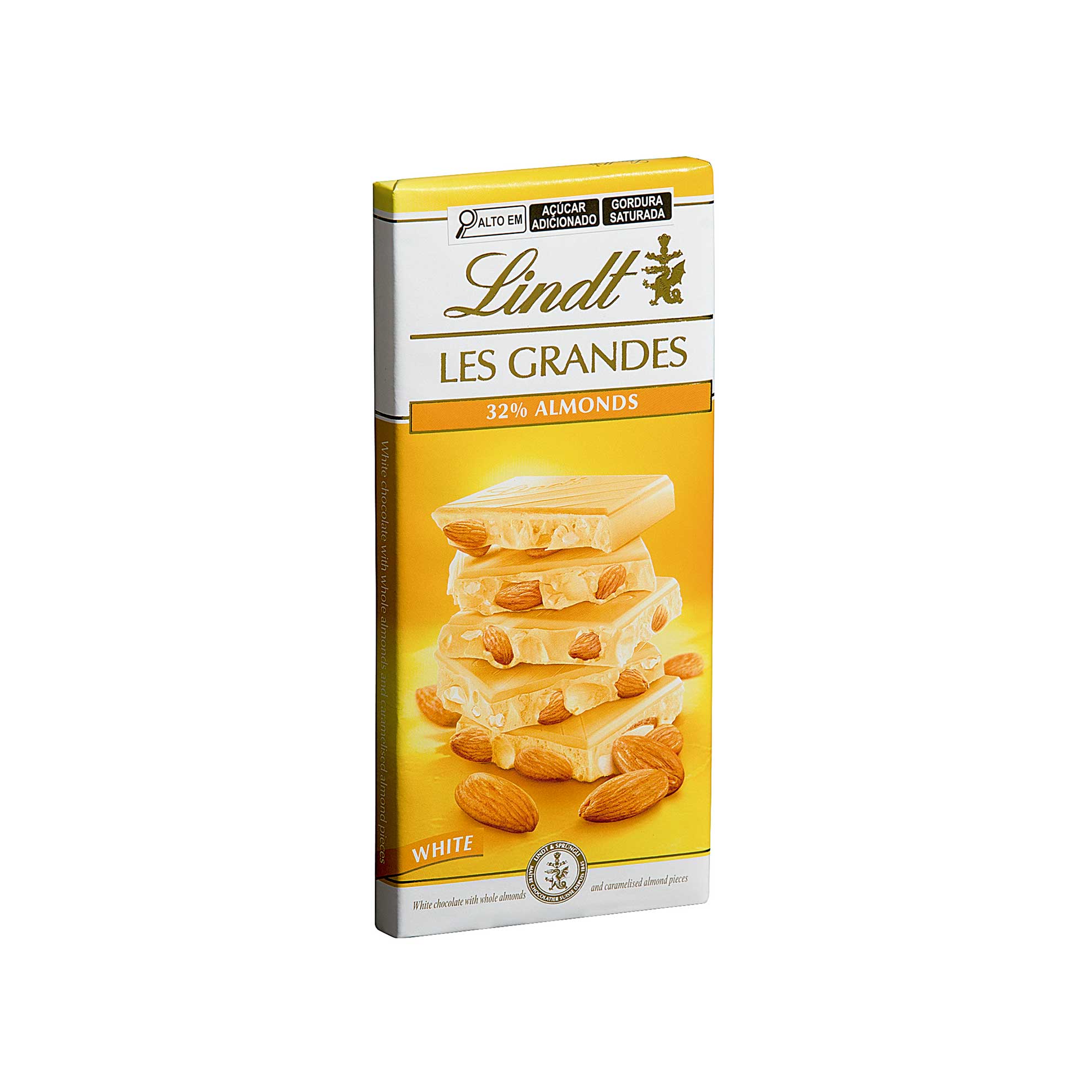 Chocolate Lindt Les Grandes Branco 32% Almonds 150g