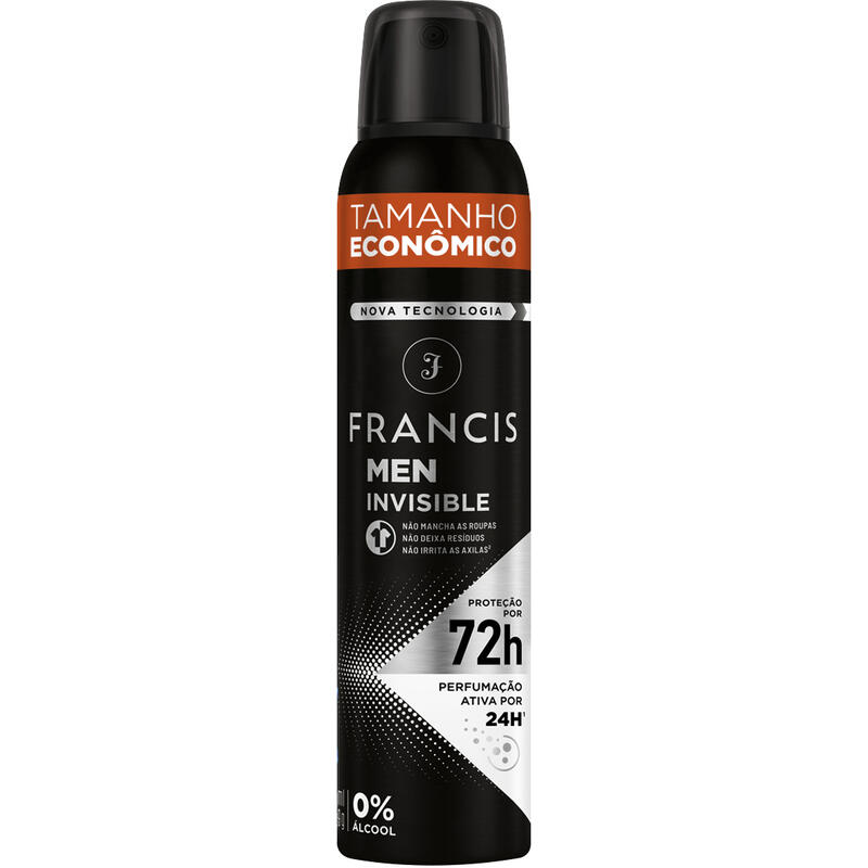 Antitranspirante Aerossol Francis Men Invisible 200ml Spray Tamanho Econômico