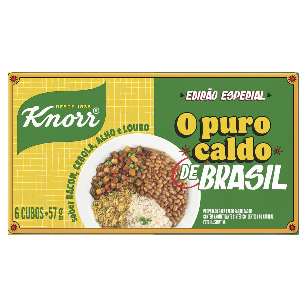 Caldo KNORR O Puro Caldo de Brasil Bacon,Cebola,Alho e Louro 57g Edição Especial