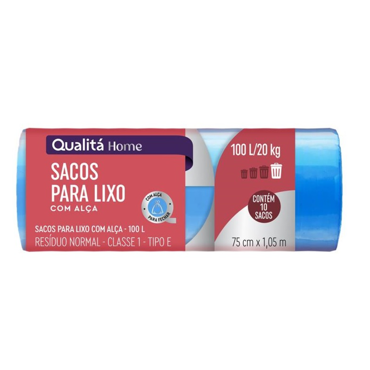 Saco para Lixo com Alça 100l Qualitá 10 Unidades