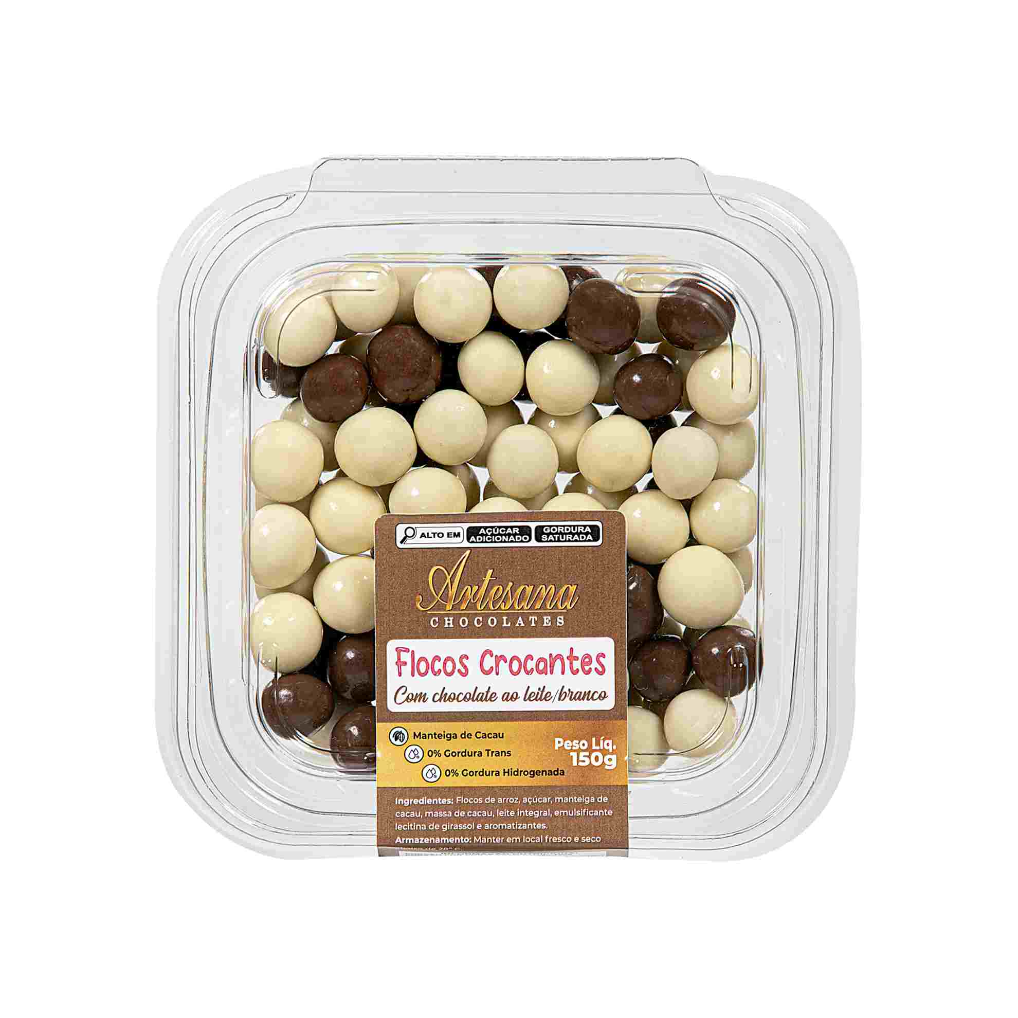 Flocos Crocantes com Chocolate ao Leite Branco Artesana Chocolates 150g