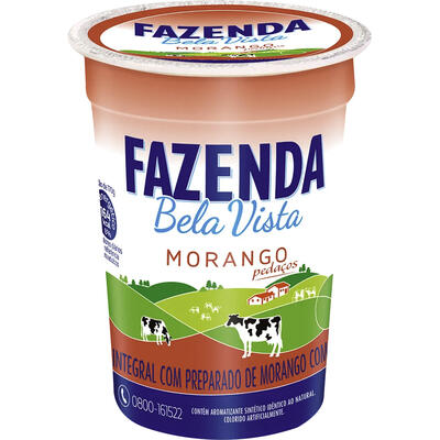 Iogurte Integral Morango Fazenda Bela Vista Copo 170g