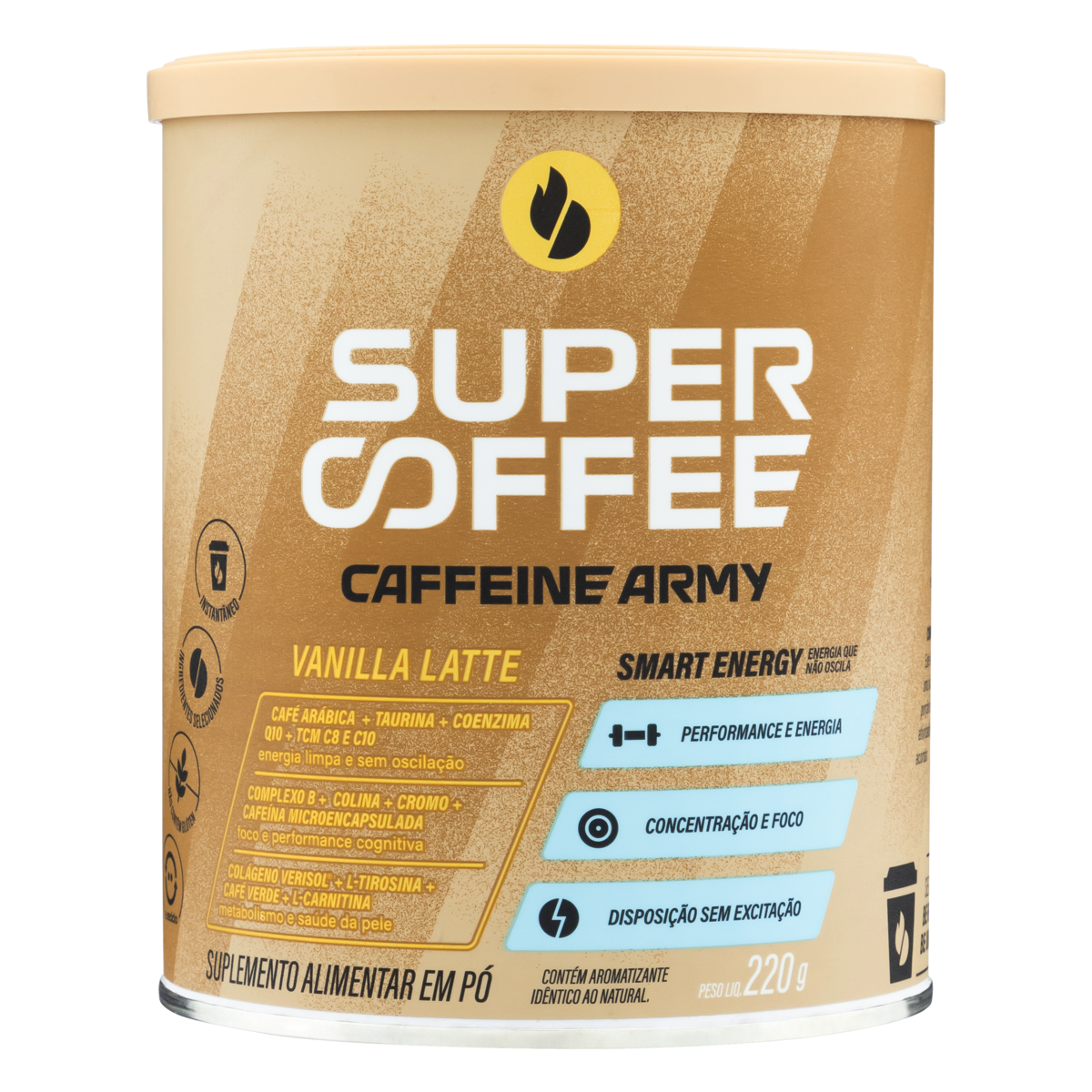 Suplemento em Pó SUPERCOFFEE Baunilha Lata com 220g