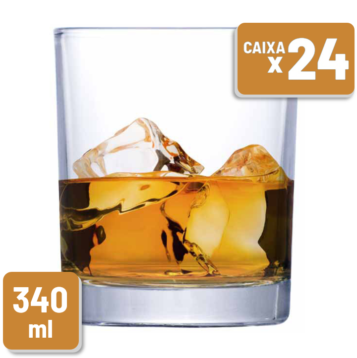Copo Prestige On The Rocks Vidro 340ml Caixa c/ 24 un