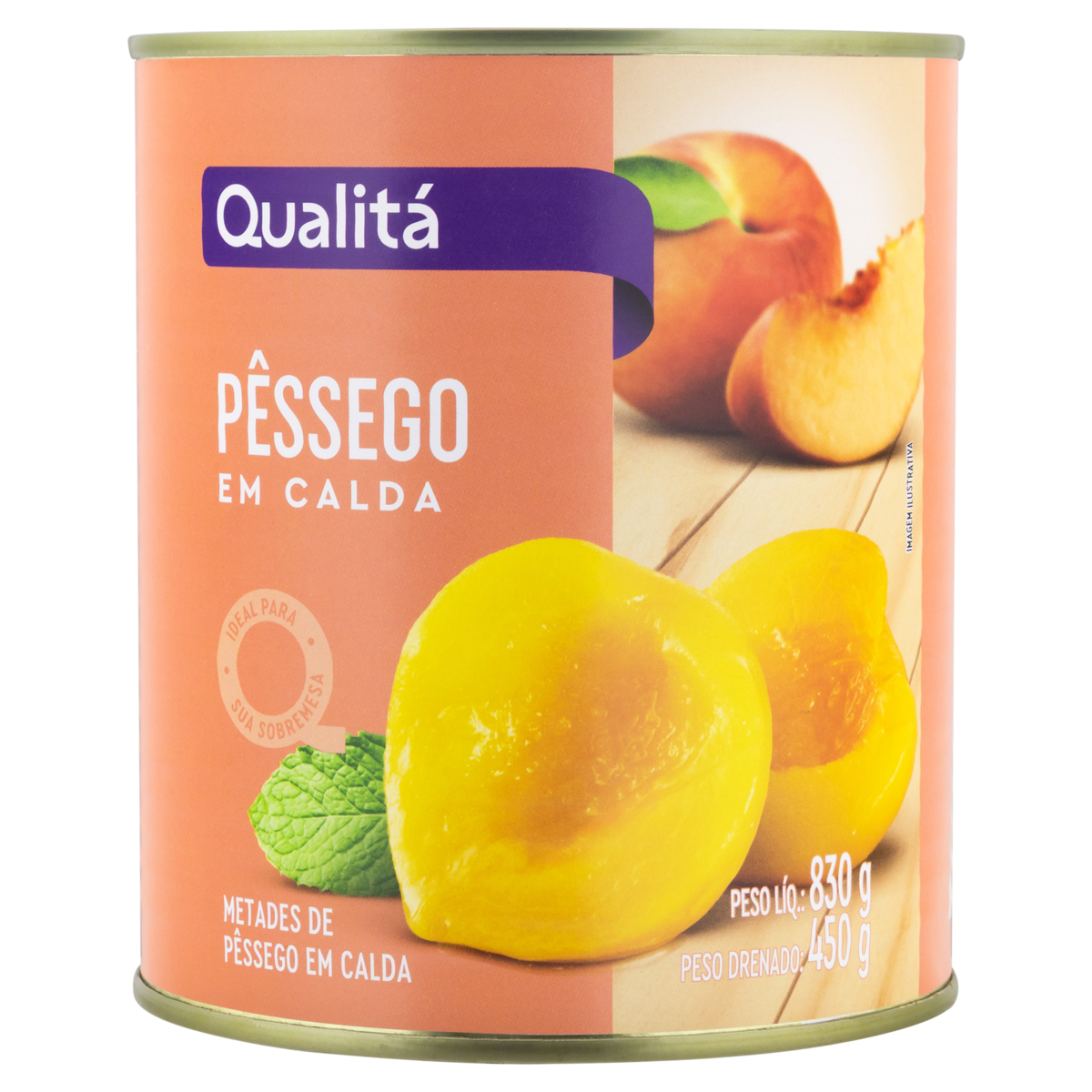 Pêssego em Calda Metades Qualitá Lata 450g