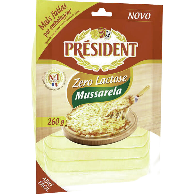 Queijo Mussarela Président Zero Lactose Fatiado 260g