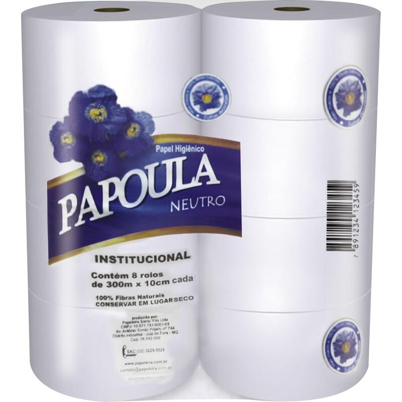 Papel Higiênico Papoula 300m 8 rolos