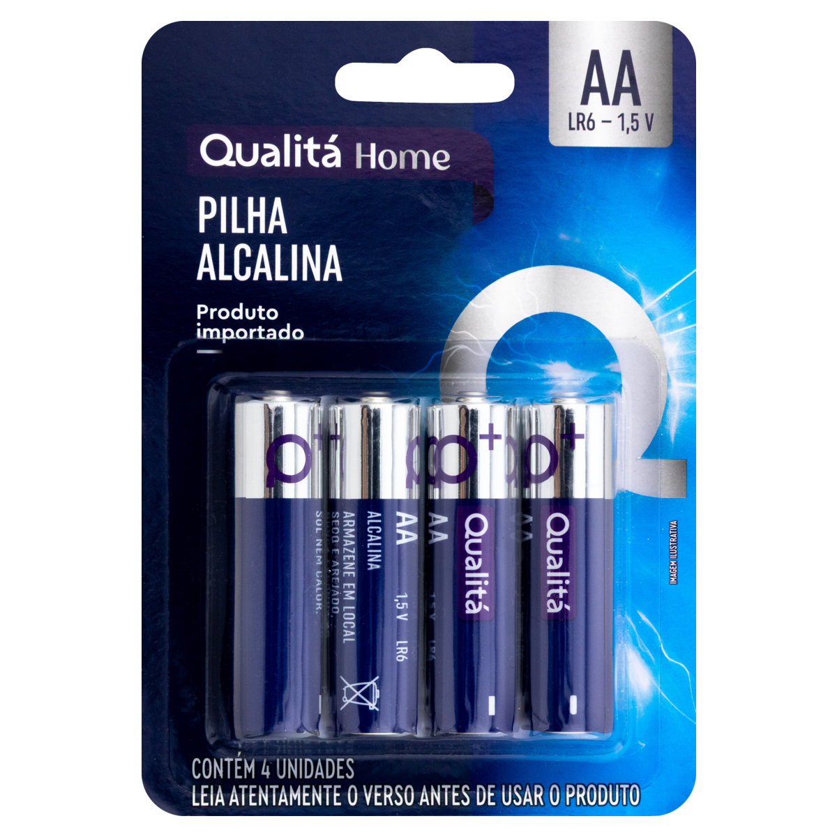 Pilha Alcalina AA LR6 Qualitá Home 4 Unidades 1,5V
