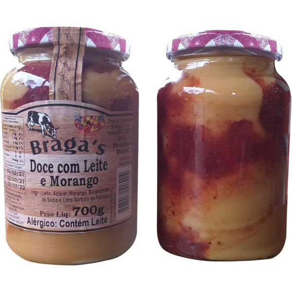 Doce de Leite Bragas 700g - Com Morango