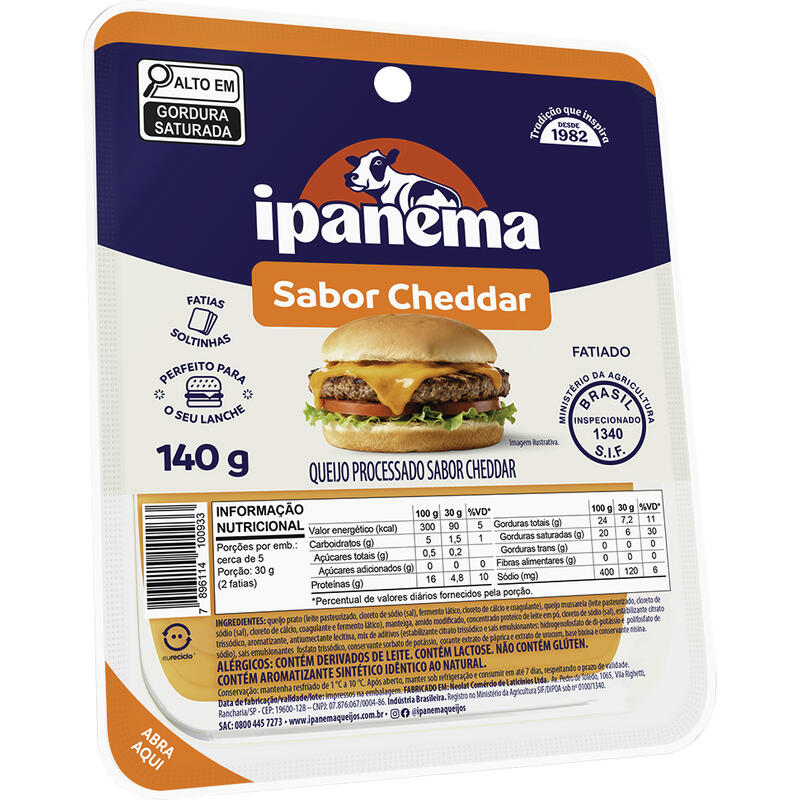 Queijo Cheddar Ipanema Fatiado 140g