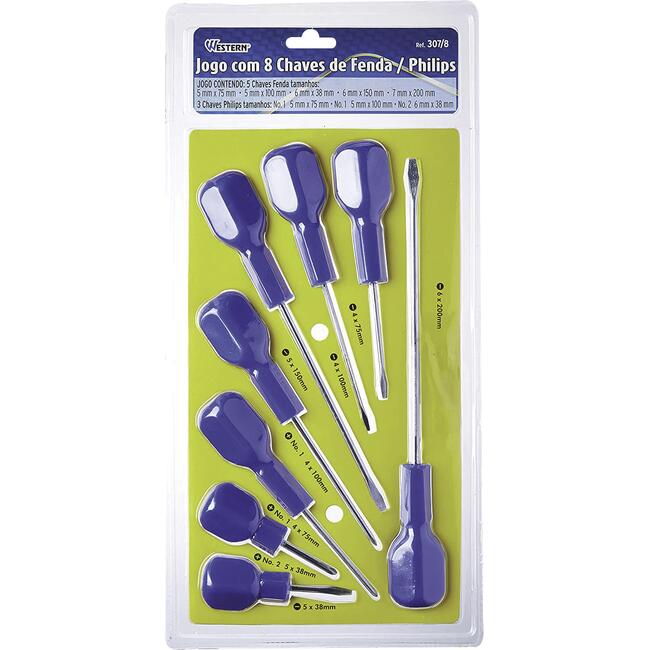 Chave de Fenda e Philips Western 8 pçs Jogo