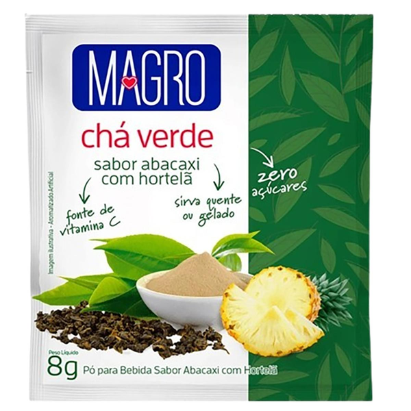 Chá-verde Magro 8g - Zero Açúcar - Abacaxi com Hortelã