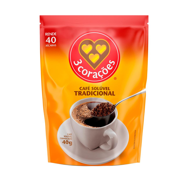 Café 3 CORAÇÕES Solúvel Tradicional Sachê 40g