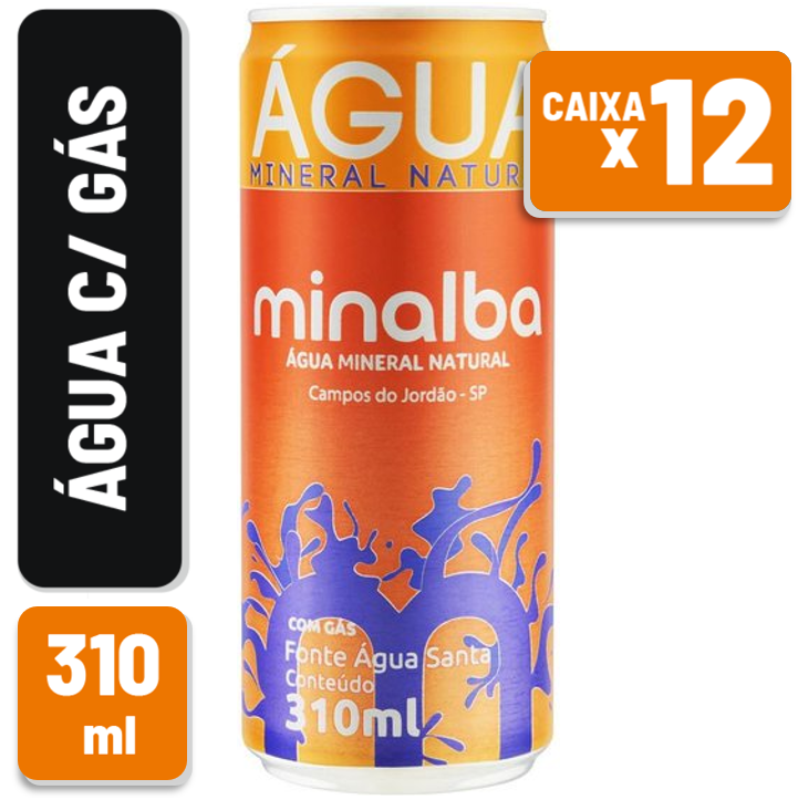Água Mineral Minalba Com Gás Lata 310ml Fardo C/ 12 Un