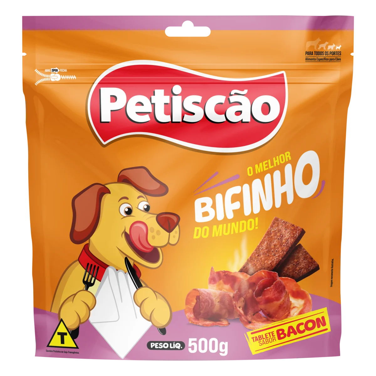 Bifinho Tablete para Cães Bacon Petiscão Pouch 500g
