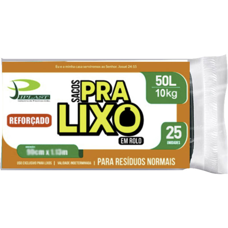 Saco de Lixo Jiplast Reforçado 50L 25 un