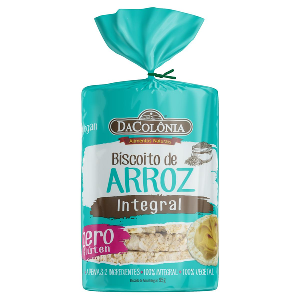 Biscoito de Arroz DaColônia 95g - Integral - Sem Glúten
