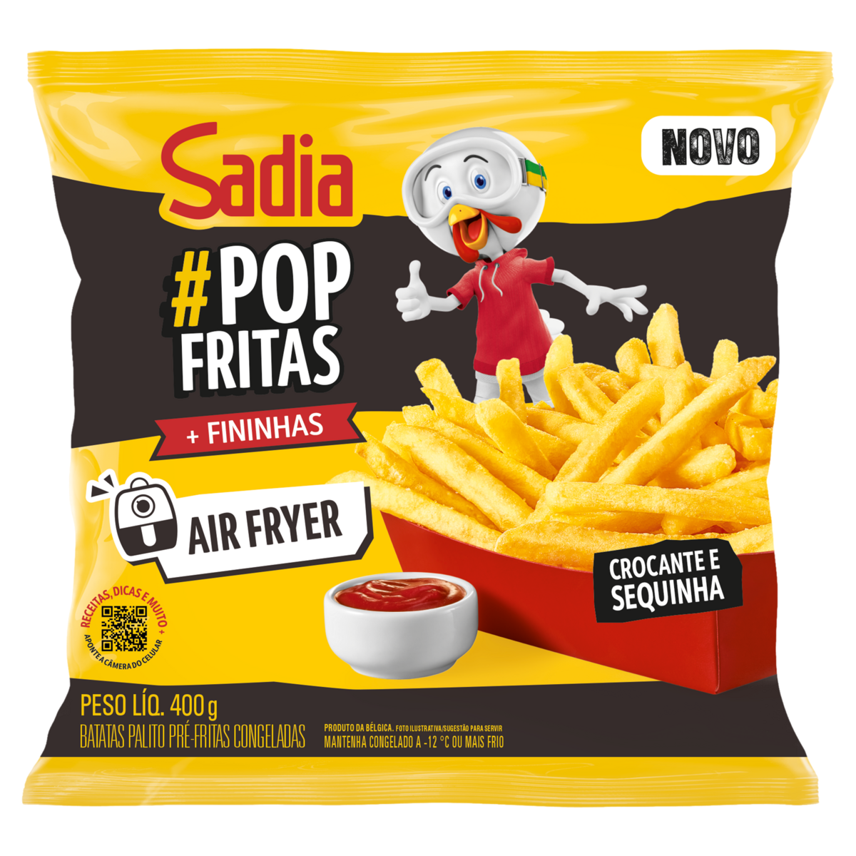 Batata Pré-Frita Palito Fininha Congelada Sadia #Pop Fritas Pacote 400g