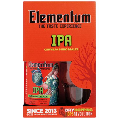 Kit Cerveja Elementum Ipa 500ml + Copo 285ml