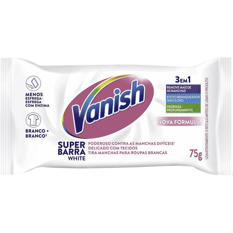 Tira Manchas em Barra Vanish White para Roupas Brancas 75g