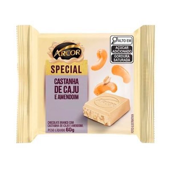CHOC.ARCOR CAST.CAJU BCO 60G
