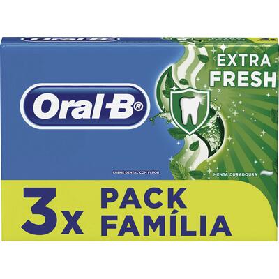 Pack Creme Dental Extra Fresh Oral-B Caixa 3 Unidades 70g Cada Família
